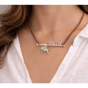 Faith Cross Necklace Crave Adjustable Lobster Clasp Cord NWT
